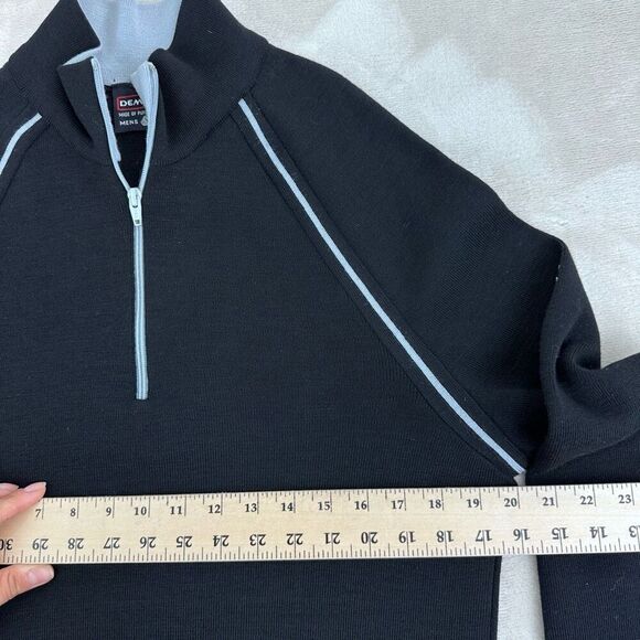 DEMETRE Sweater Mens Large Black 1/4 Zip 100% Wool LS Pullover Sweatshirt VTG - Picture 5 of 8